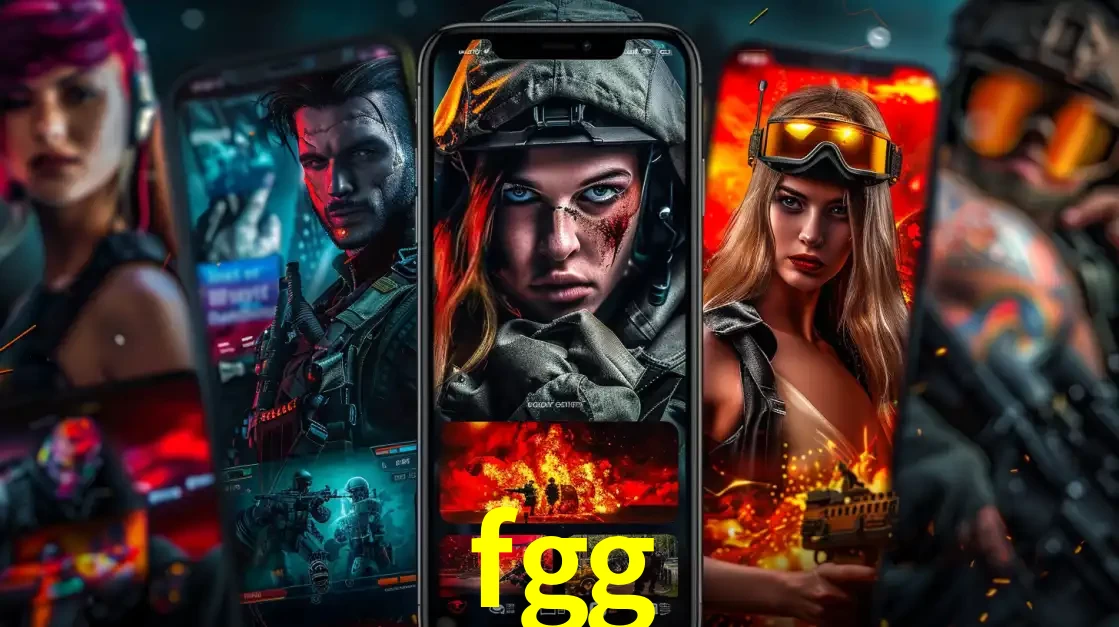 Montagem de telas de celular mostrando diversos personagens, masculinos e femininos, de um jogo de tiro, ilustrando a diversidade de equipes de e-sports para apostar no fgg.